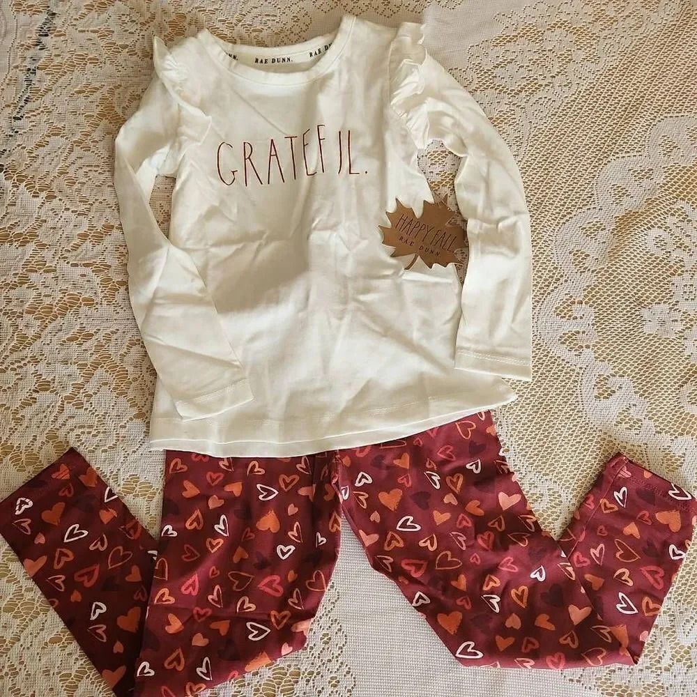 Rae Dunn Girls pajamas size 4 GRATEFUL